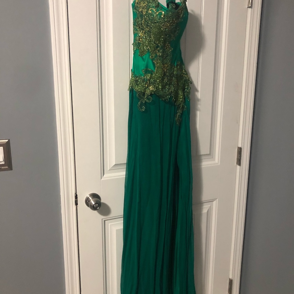 Gorgeous green strapless gown